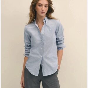 Brooks Brothers Light Blue Button-Up Cotton Shirt Women’s size 14.  EUC